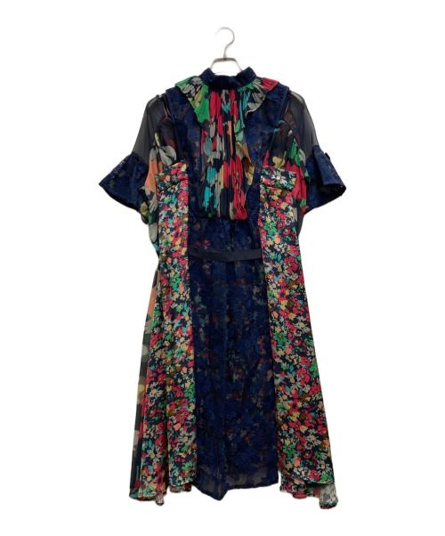 sacai（サカイ）sacai (サカイ) フローラルドレス ネイビー サイズ:1の古着・服飾アイテム