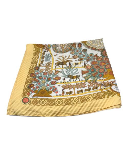 HERMES（エルメス）HERMES (エルメス) CARRE PLISSE 90 CMS TWILL ベージュの古着・服飾アイテム