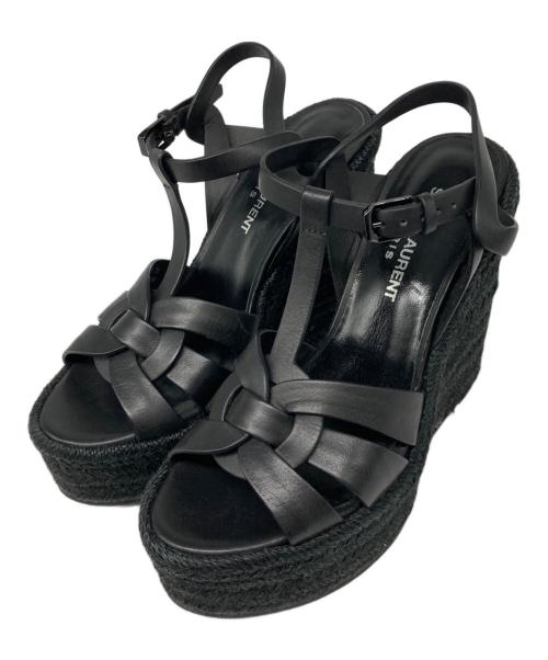 Saint Laurent Paris（サンローランパリ）Saint Laurent Paris (サンローランパリ) ウェッジソールサンダル ブラック サイズ:36の古着・服飾アイテム