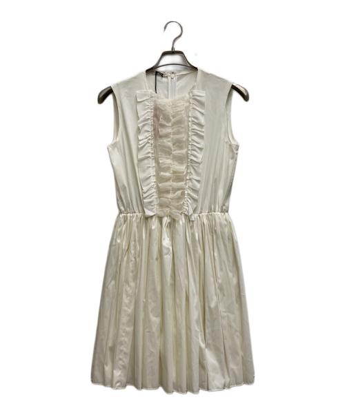 MIU MIU（ミュウミュウ）MIU MIU (ミュウミュウ) ノースリーブ フリルワンピース ホワイト サイズ:40の古着・服飾アイテム