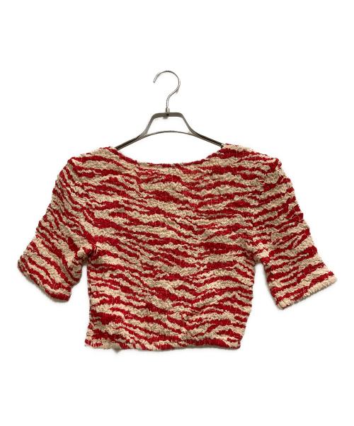 GANNI（ガニー）Ganni (ガニー) Printed Georgette Cropped Smock Blouse レッド サイズ:34の古着・服飾アイテム