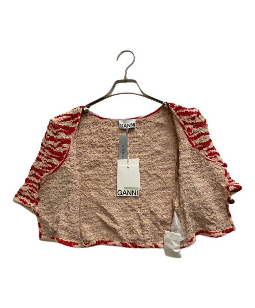 GANNI（ガニー）Ganni (ガニー) Printed Georgette Cropped Smock Blouse レッド サイズ:34の古着・服飾アイテム