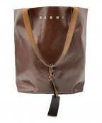 MARNIマルニ）の古着「PVCバイカラーロゴトートバッグ」｜ブラウン×ブラック