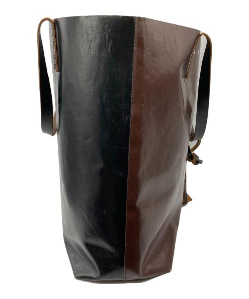 MARNI（マルニ）MARNI (マルニ) PVCバイカラーロゴトートバッグ ブラウン×ブラックの古着・服飾アイテム