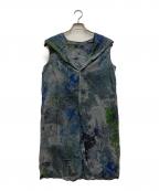 Y'sワイズ）の古着「PAINT DESIGN VOILE HOODIE BLOUSE」｜ネイビー