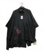 Yohji Yamamoto collectionsヨウジヤマモトコレクションズ）の古着「ドレーププリントシャツ」｜ブラック