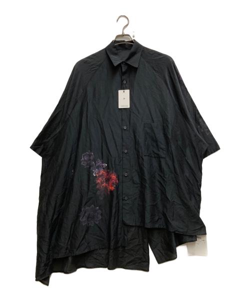 Yohji Yamamoto collections（ヨウジヤマモトコレクションズ）Yohji Yamamoto collections (ヨウジヤマモトコレクションズ) ドレーププリントシャツ ブラック サイズ:2の古着・服飾アイテム