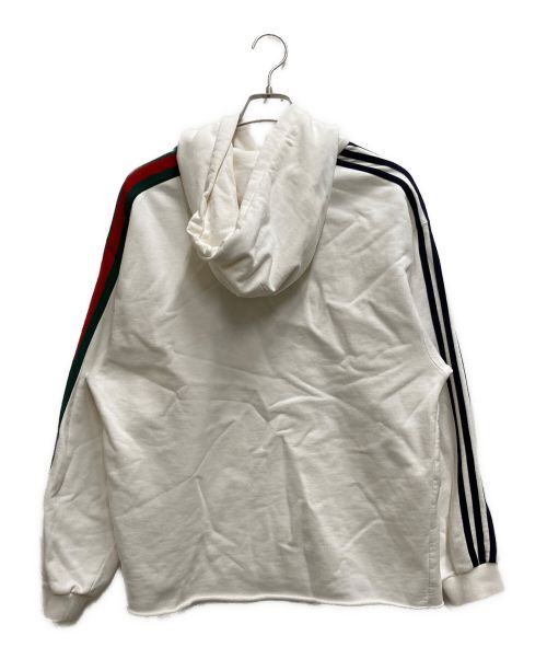 GUCCI（グッチ）GUCCI (グッチ) adidas (アディダス) シェリーライン スリーストライプ トレフォイル ロゴ スウェット パーカー ホワイト サイズ:Mの古着・服飾アイテム