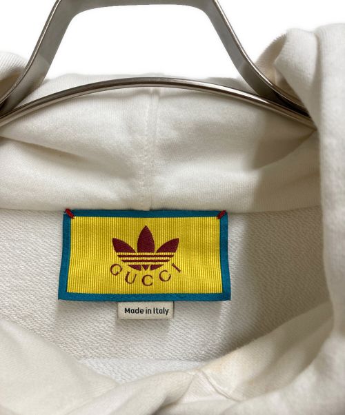 GUCCI（グッチ）GUCCI (グッチ) adidas (アディダス) シェリーライン スリーストライプ トレフォイル ロゴ スウェット パーカー ホワイト サイズ:Mの古着・服飾アイテム