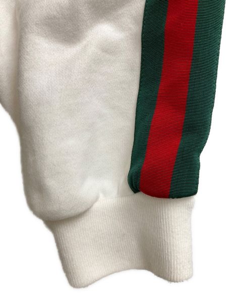 GUCCI（グッチ）GUCCI (グッチ) adidas (アディダス) シェリーライン スリーストライプ トレフォイル ロゴ スウェット パーカー ホワイト サイズ:Mの古着・服飾アイテム