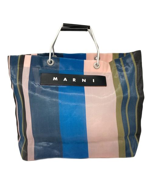 MARNI（マルニ）MARNI (マルニ) MARKET STRIPE BAG ネイビー×ピンクの古着・服飾アイテム