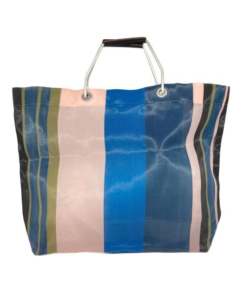 MARNI（マルニ）MARNI (マルニ) MARKET STRIPE BAG ネイビー×ピンクの古着・服飾アイテム