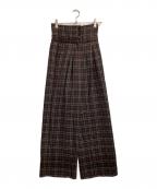 Ameriアメリ）の古着「2WAY WIDE BELT CHECK PANTS」｜ブラウン
