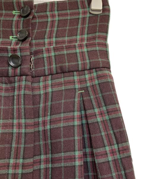 Ameri（アメリ）Ameri (アメリ) 2WAY WIDE BELT CHECK PANTS ブラウン サイズ:Ｓの古着・服飾アイテム