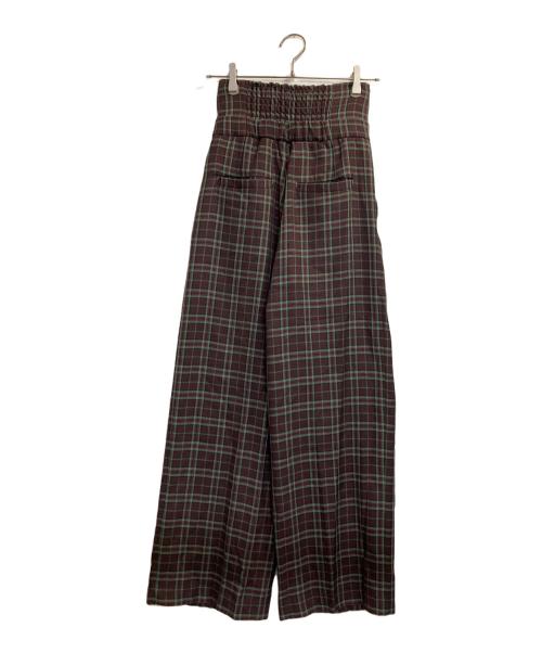 Ameri（アメリ）Ameri (アメリ) 2WAY WIDE BELT CHECK PANTS ブラウン サイズ:Ｓの古着・服飾アイテム