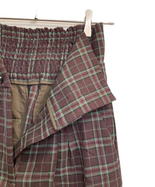 Ameri（アメリ）Ameri (アメリ) 2WAY WIDE BELT CHECK PANTS ブラウン サイズ:Ｓの古着・服飾アイテム