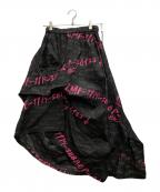 LIMI feuリミフゥ）の古着「変形タッグスカート」｜ブラック×ピンク