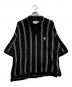 TIGHTBOOTH PRODUCTIONタイトブースプロダクション）の古着「STRIPE KNIT POLO」｜ブラック