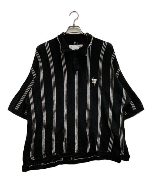 TIGHTBOOTH PRODUCTION（タイトブースプロダクション）TIGHTBOOTH PRODUCTION (タイトブースプロダクション) STRIPE KNIT POLO ブラック サイズ:Ⅿの古着・服飾アイテム