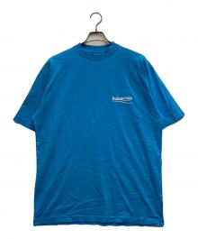 BALENCIAGA（バレンシアガ）の古着「ダメージ加工キャンペーンロゴTシャツ」｜ブルー