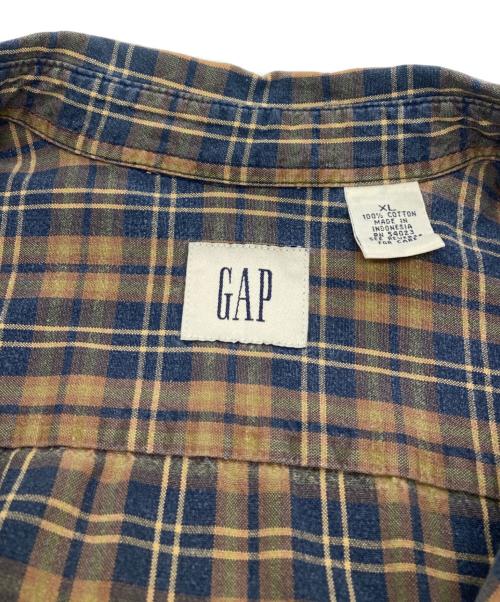 OLDGAP（オールドギャップ）OLDGAP (オールドギャップ) オーバーサイズチェックシャツ ブラウン×ブルー サイズ:XLの古着・服飾アイテム