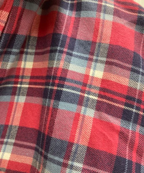 Maison Margiela（メゾンマルジェラ）Maison Margiela (メゾンマルジェラ) レザーエルボーパッチ チェックフランネルシャツ レッド×ネイビー サイズ:46の古着・服飾アイテム