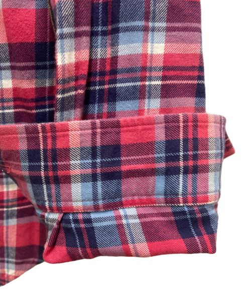 Maison Margiela（メゾンマルジェラ）Maison Margiela (メゾンマルジェラ) レザーエルボーパッチ チェックフランネルシャツ レッド×ネイビー サイズ:46の古着・服飾アイテム
