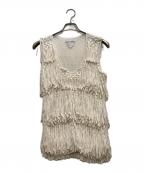 BOTTEGA VENETAボッテガベネタ）の古着「フリンジノースリーブニット」｜ホワイト