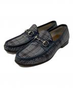 GUCCIグッチ）の古着「ビットローファー」｜ネイビー×ブラウン