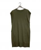 PLEATS PLEASEプリーツプリーズ）の古着「ノースリーブニットワンピース」｜オリーブ
