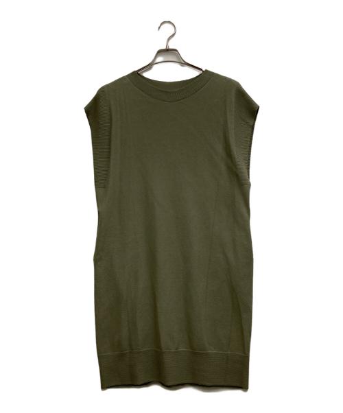 PLEATS PLEASE（プリーツプリーズ）PLEATS PLEASE (プリーツプリーズ) ノースリーブニットワンピース オリーブ サイズ:3の古着・服飾アイテム