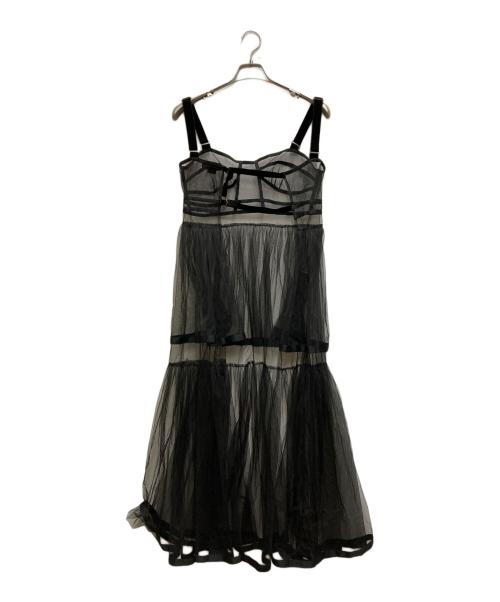 ZARA（ザラ）ZARA (ザラ) MAISON SPECIAL (メゾンスペシャル) フリルチュールオーバーワンピース ブラック サイズ:XSの古着・服飾アイテム