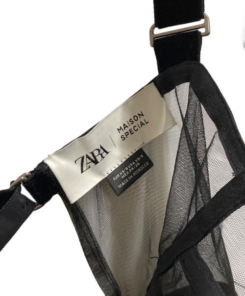ZARA（ザラ）ZARA (ザラ) MAISON SPECIAL (メゾンスペシャル) フリルチュールオーバーワンピース ブラック サイズ:XSの古着・服飾アイテム