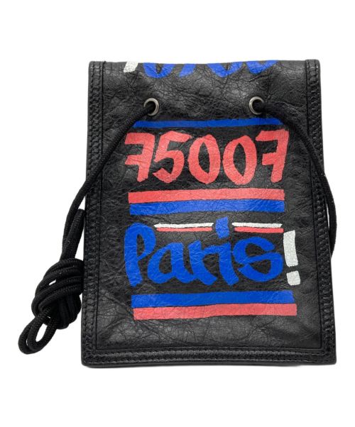 BALENCIAGA（バレンシアガ）BALENCIAGA (バレンシアガ) Leather Graffiti Explorer Strap Pouch ブラックの古着・服飾アイテム