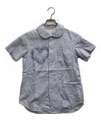 COMME des GARCONS SHIRTコムデギャルソンシャツ）の古着「ハートストライプシャツ」｜ブルー