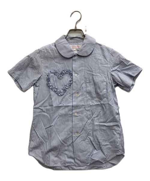 COMME des GARCONS SHIRT（コムデギャルソンシャツ）COMME des GARCONS SHIRT (コムデギャルソンシャツ) ハートストライプシャツ ブルー サイズ:Sの古着・服飾アイテム