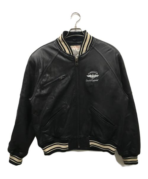 AVIREX（アヴィレックス）AVIREX (アヴィレックス) SHEEP SKIN VARSITY JACKET ブラック サイズ:Sの古着・服飾アイテム