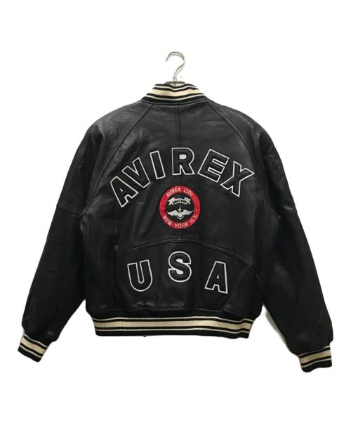 AVIREX（アヴィレックス）AVIREX (アヴィレックス) SHEEP SKIN VARSITY JACKET ブラック サイズ:Sの古着・服飾アイテム