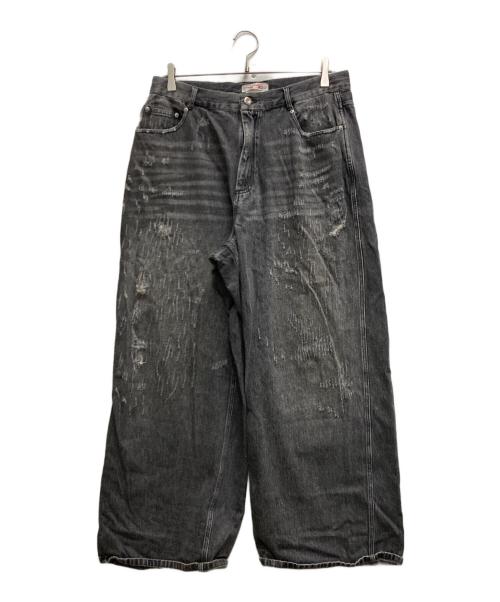 SYUMAN.（シュウマン）SYUMAN. (シュウマン) PLATEAU (プラトー) ダメージバギーデニムパンツ ブラック サイズ:不明の古着・服飾アイテム