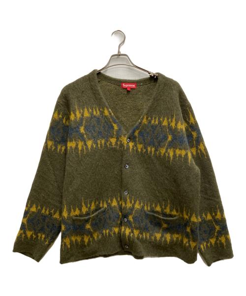 SUPREME（シュプリーム）Supreme (シュプリーム) Abstract Stripe Cardigan グリーン×イエロー サイズ:Ⅼの古着・服飾アイテム