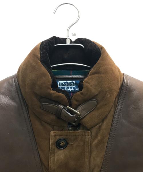 POLO RALPH LAUREN（ポロ・ラルフローレン）POLO RALPH LAUREN (ポロ・ラルフローレン) 切替レザーベスト ブラウン サイズ:Lの古着・服飾アイテム