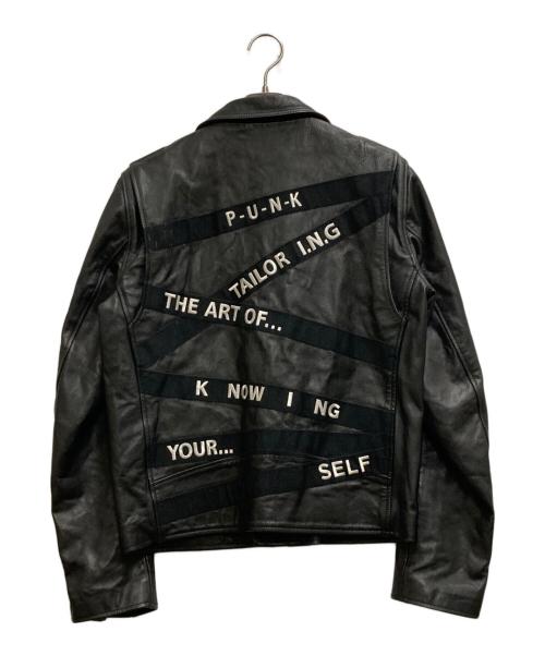 ART COMES FIRST（アートカムズファースト）ART COMES FIRST (アートカムズファースト) テープデザインライダースジャケット ブラック サイズ:Ⅿの古着・服飾アイテム