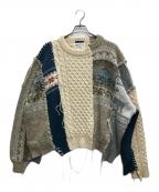 DISCOVERDディスカバード）の古着「再構築ドッキングニット」｜ブルー×ホワイト