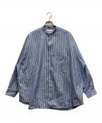 Graphpaperグラフペーパー）の古着「SOKTAS High Count Broad L/S Oversized Band Collar Shirt」｜ブルー