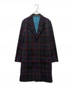 PS Paul SmithＰＳポールスミス）の古着「ウールメルトンチェックチェスターコート」｜ネイビー