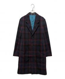 PS Paul Smith（ＰＳポールスミス）の古着「ウールメルトンチェックチェスターコート」｜ネイビー