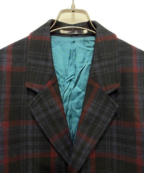 PS Paul Smith（ＰＳポールスミス）PS Paul Smith (ＰＳポールスミス) ウールメルトンチェックチェスターコート ネイビー サイズ:Ｍの古着・服飾アイテム