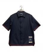 KITHキス）の古着「Pinstripe Woodpoint Shooting Shirt」｜ネイビー