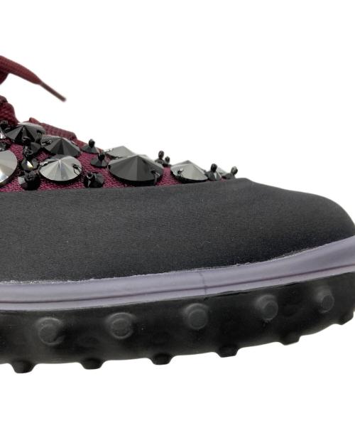 MIU MIU（ミュウミュウ）MIU MIU (ミュウミュウ) ビジューレースアップスニーカー ブラック×パープル サイズ:37の古着・服飾アイテム