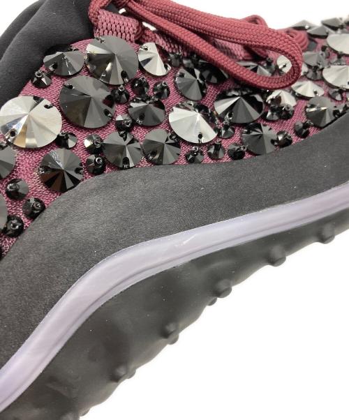 MIU MIU（ミュウミュウ）MIU MIU (ミュウミュウ) ビジューレースアップスニーカー ブラック×パープル サイズ:37の古着・服飾アイテム